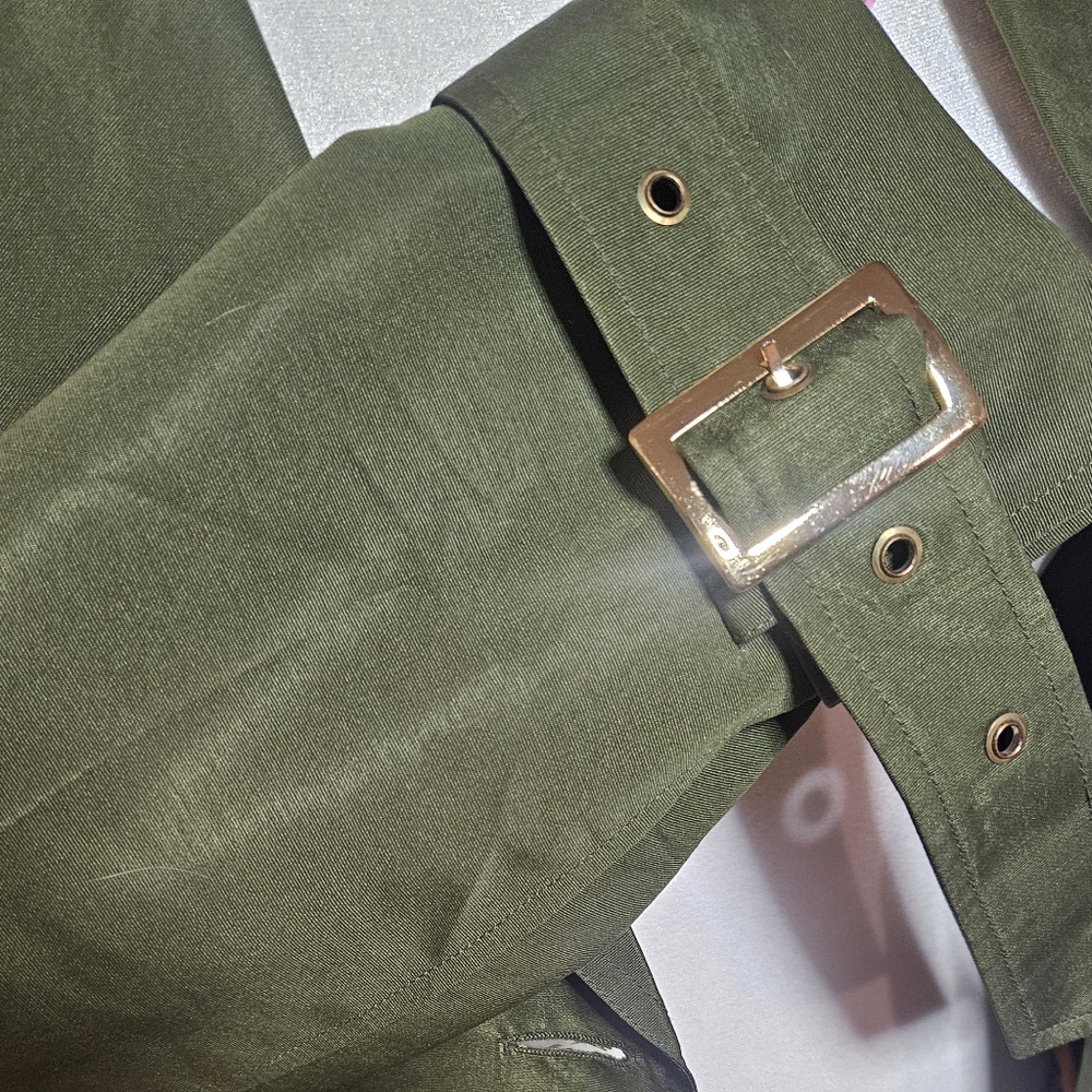 Louise Roe Olive Green Beautifully Lined Trench Coat - Picture 4 of 14